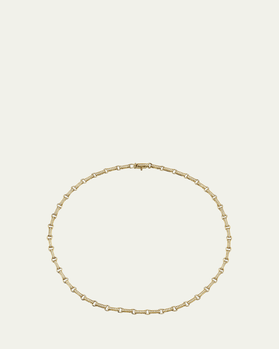 14K Yellow Gold Diamond Round Rectangle Necklace